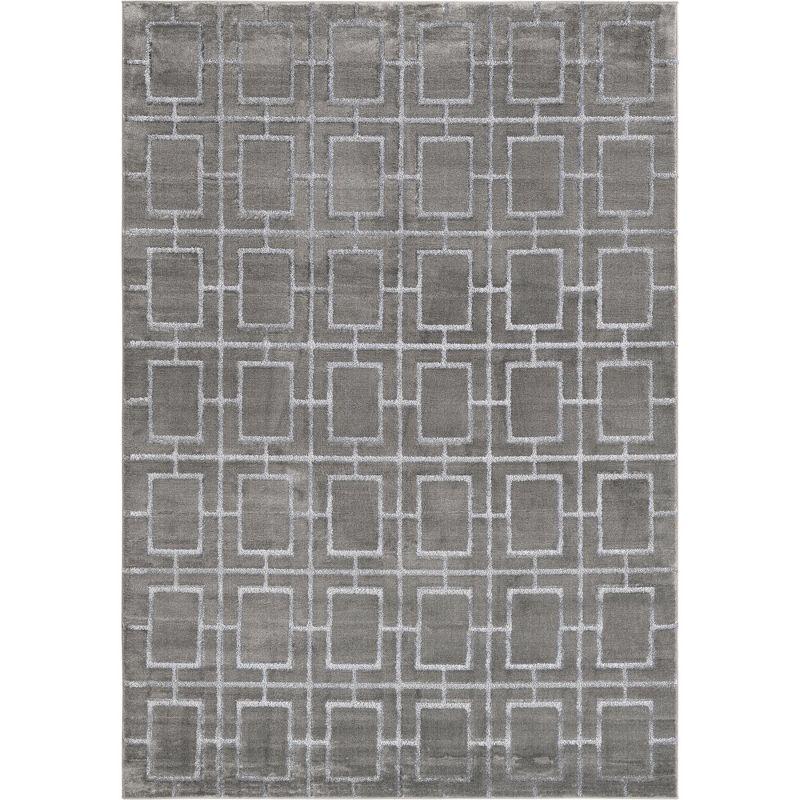 Glam Geometric Gray Silver Area Rug