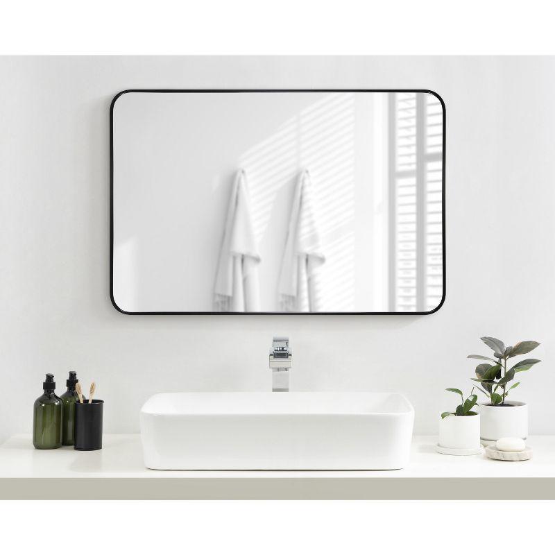 Kate and Laurel Zayda Radius Rectangle Framed Wall Mirror, 24x36, Black
