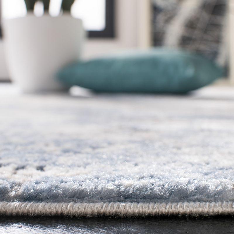 Modern Abstract Grey/Blue 3' Square Synthetic Accent Rug