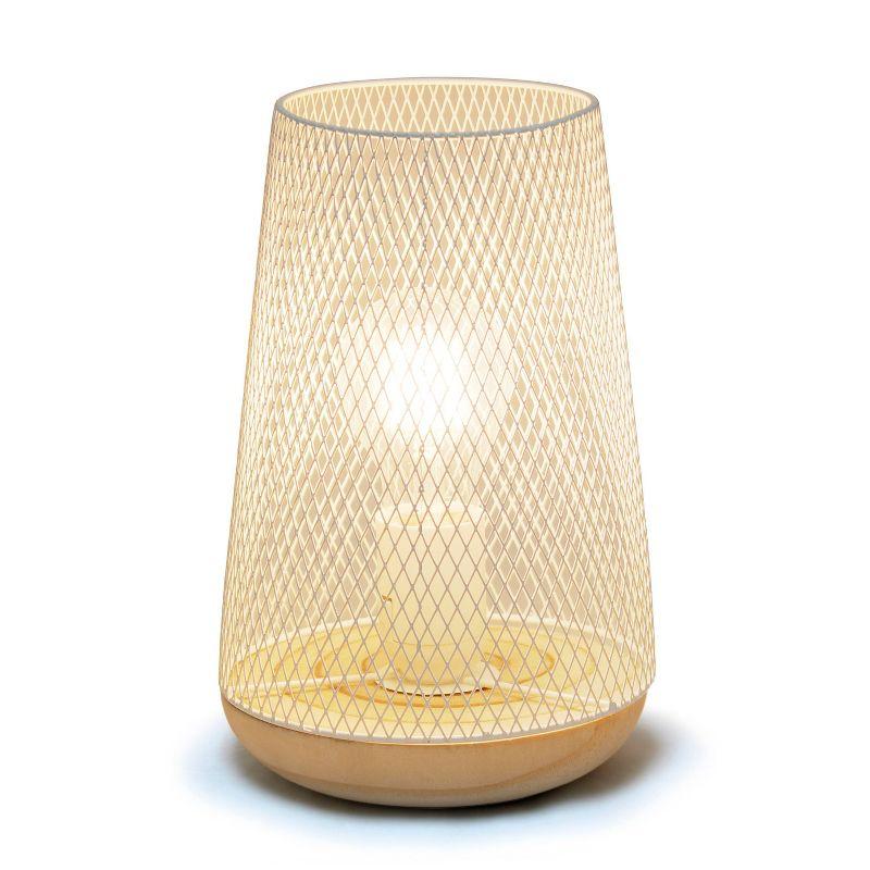 Simple Designs Wired Mesh Uplight Table Lamp White: Modern Cylinder Shade, ETL Listed, No Assembly Required