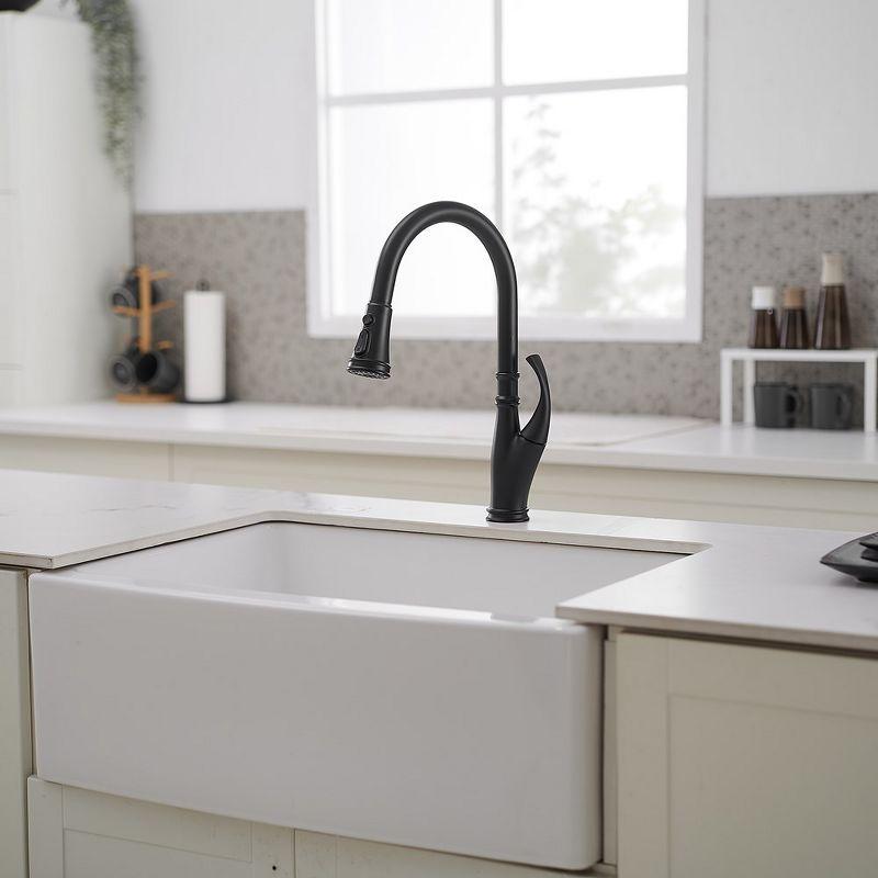 Matte Black High-Arc Single Handle Pull-Down Sprayer Kitchen Faucet