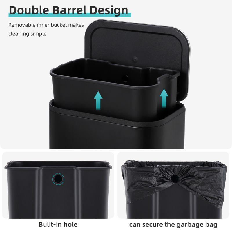 Sangdo Bathroom Trash Can, Small Step Waste Bin with Foot Pedal & Removable Inner Bucket