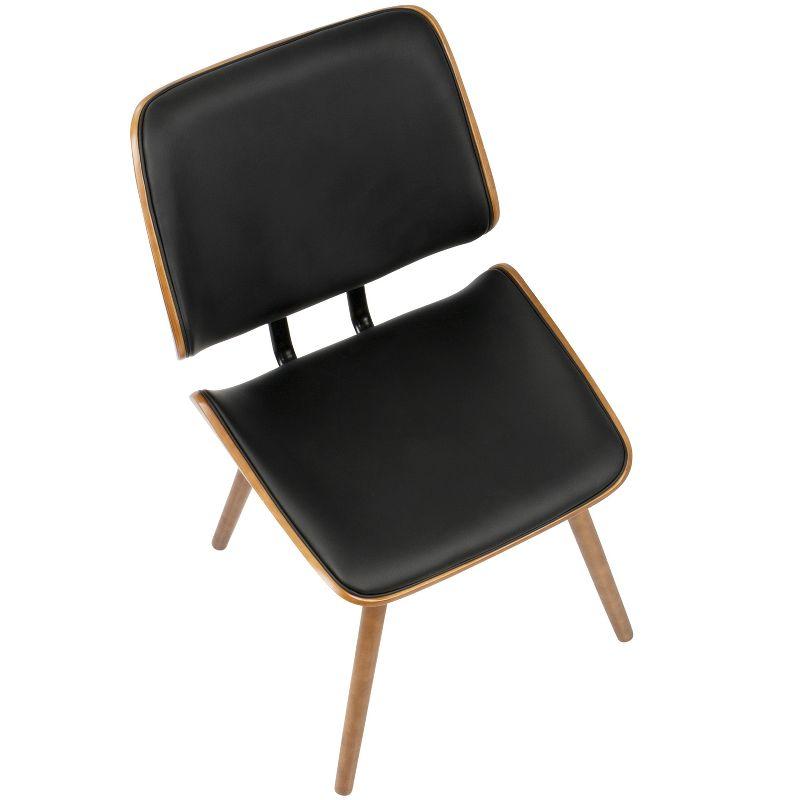 Lombardi Mid Century Modern Dining/Accent Chair Faux Leather Black - Lumisource: Set of 2, Wood Legs, Padded Seat