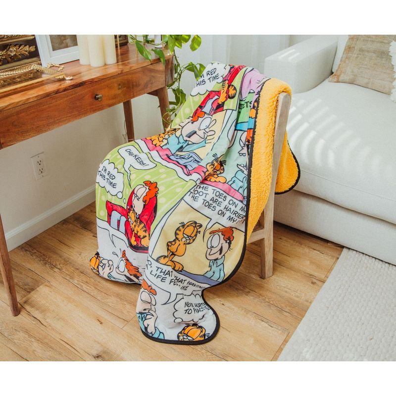 Garfield and Jon Comic Strip Panels Fleece Sherpa Throw Blanket