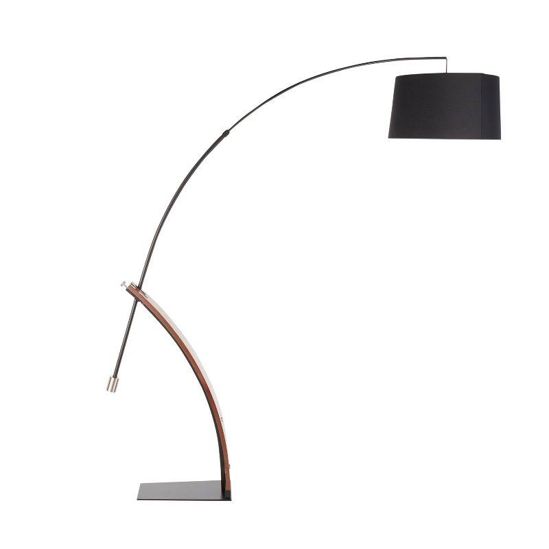 LumiSource 74" Robyn Mid-Century Modern Floor Lamp Walnut Wood and Black Linen Shade