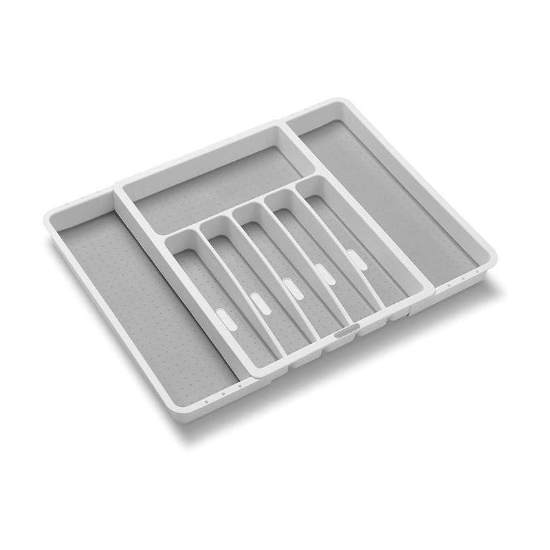 White Adjustable Plastic Silverware Tray with 8 Compartments