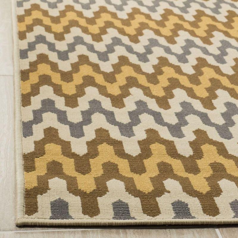 Camel and Brown Geometric Outdoor Area Rug