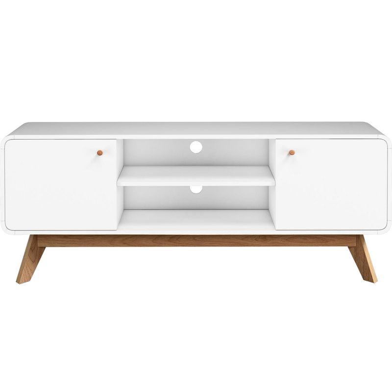 Ren Home Leva Scandinavian 2 Door Rounded TV Stand, White