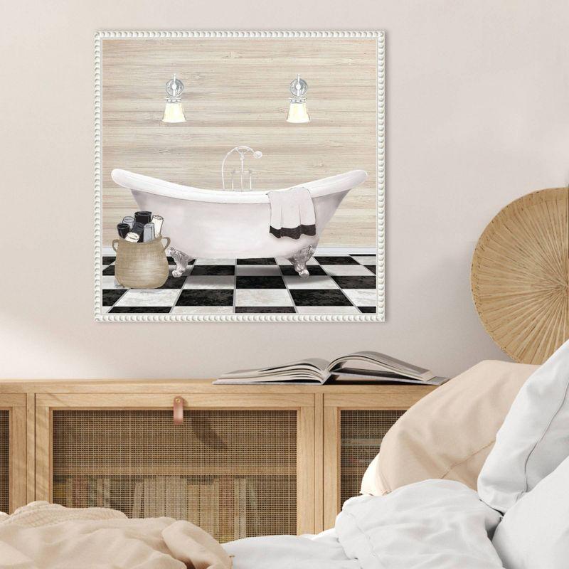 Amanti Art 22"x22" Bathroom I by Elizabeth Medley Framed Canvas Wall Art Print White: Relaxation Scene Wall Decor