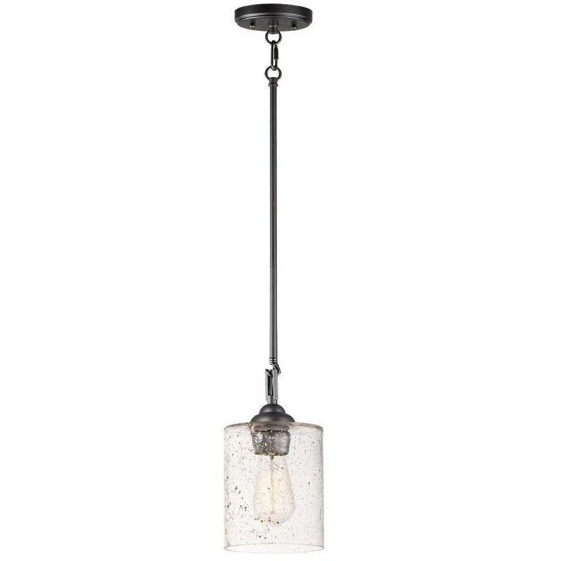 Bronze and Seeded Glass Single Pendant Light