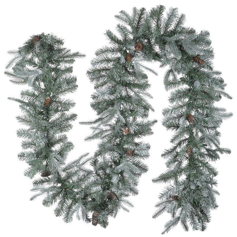 National Tree Company Pre-Lit 'Feel Real' Artificial Christmas Garland, Green, Arctic Spruce, White Lights, With Pine Cones, Plug In, 9 Feet