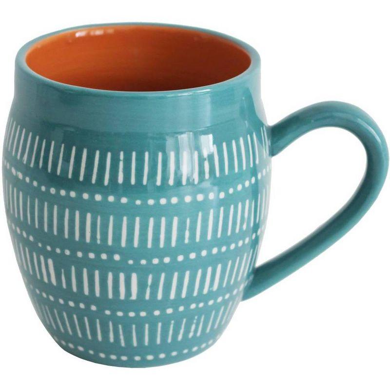 Turquoise Glazed Ceramic 16-Piece Dinnerware Set with Trim Embellishment