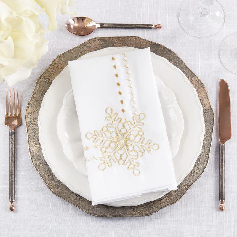 White Embroidered Snowflake Winter Table Napkins Set of 4