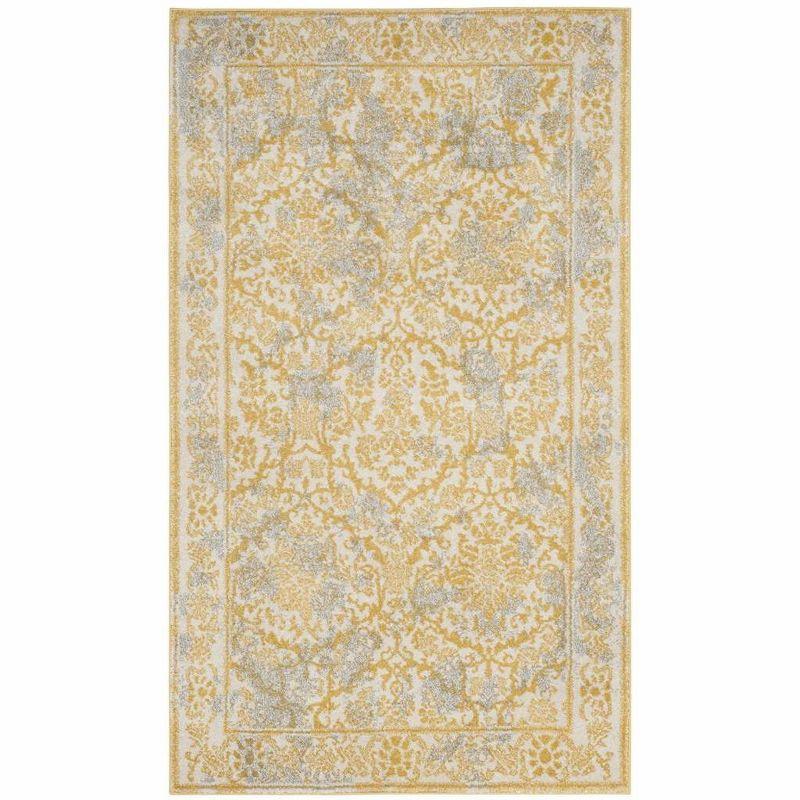 Ivory and Gold Reversible Synthetic Area Rug, 4' x 6'