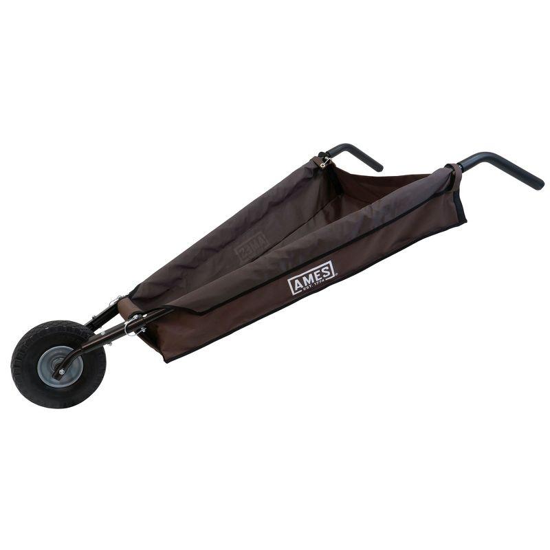 5 cu. ft. Brown Canvas Foldable Garden Wheelbarrow