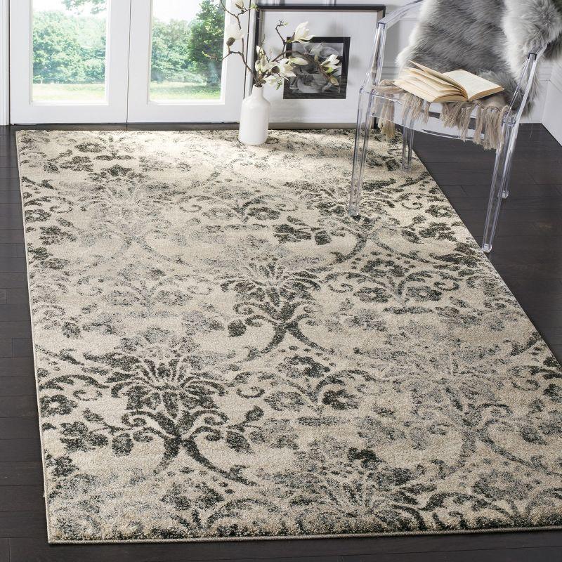 Gray Abstract Rectangular Shag Synthetic Area Rug 5' x 8'