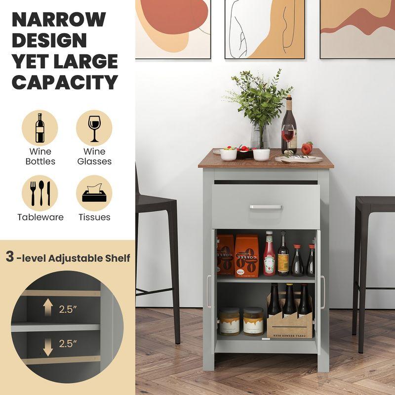 Costway Bar Table 35.5'' Counter Height Dining Table with Storage Cabinet & Drawer Black/Grey