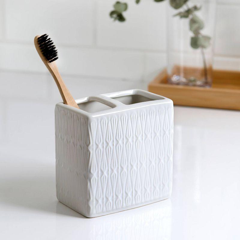 Kismet Toothbrush Holder - Allure Home Creations: Ceramic Bathroom Accessory, Abstract Pattern, 4.05" Height