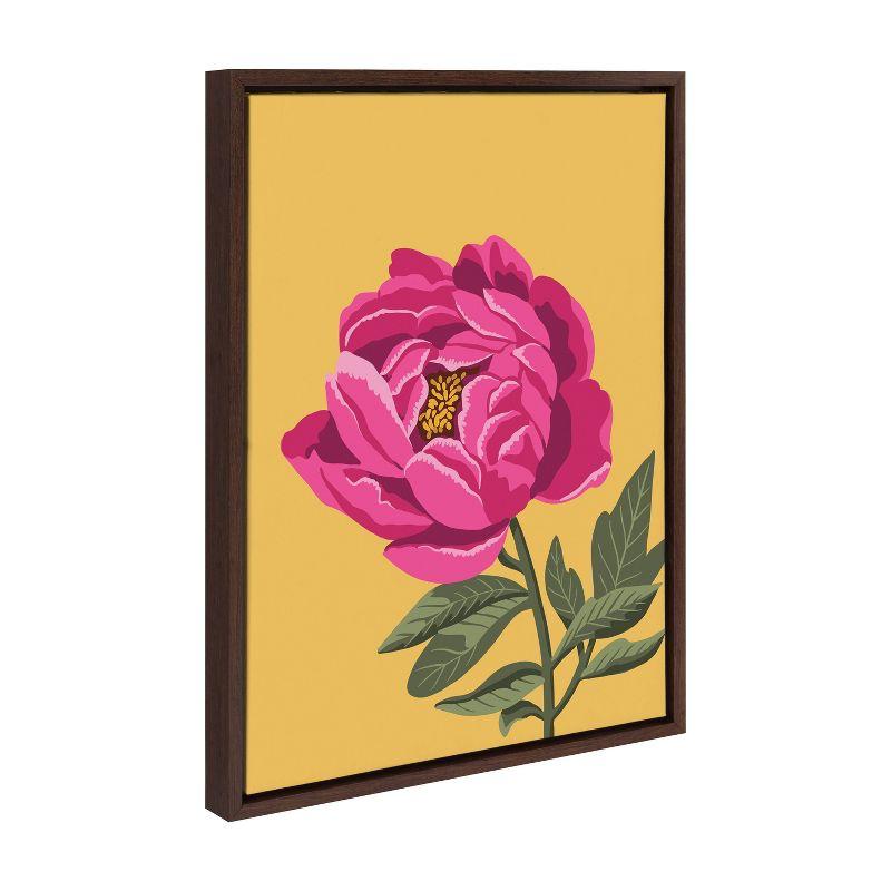 18" x 24" Sylvie Bright Peony by Maria Filar Framed Wall Canvas Brown - Kate & Laurel All Things Decor: Modern Botanical Digital Art