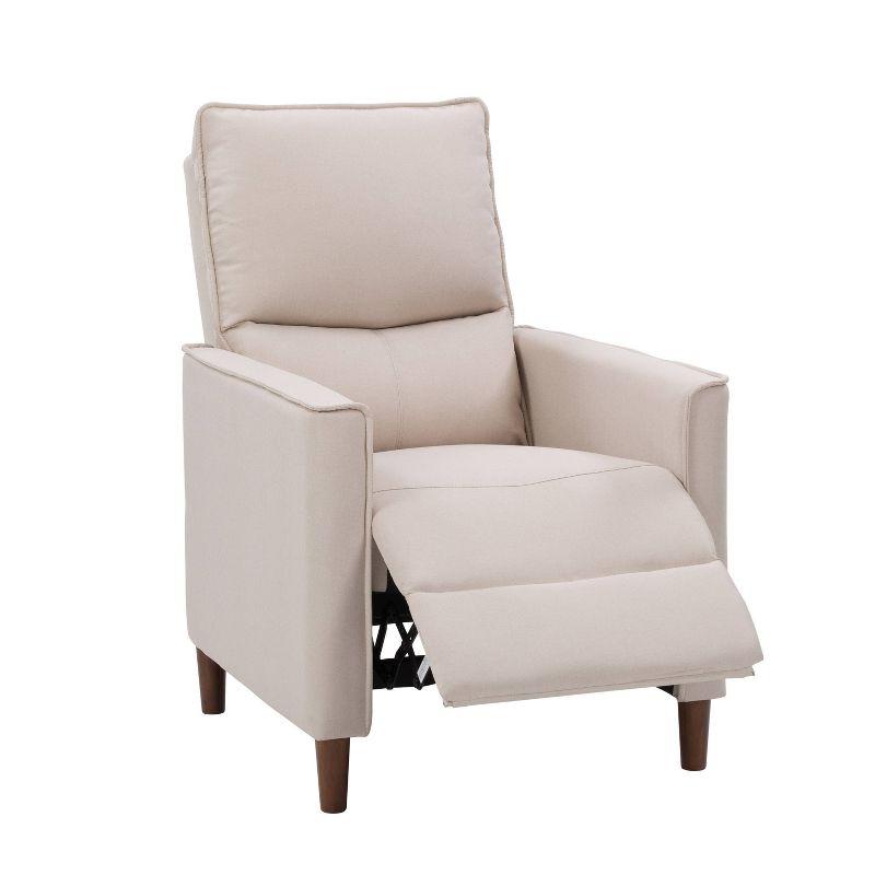 Alder Beige Soft Fabric Manual Recliner with Metal Frame