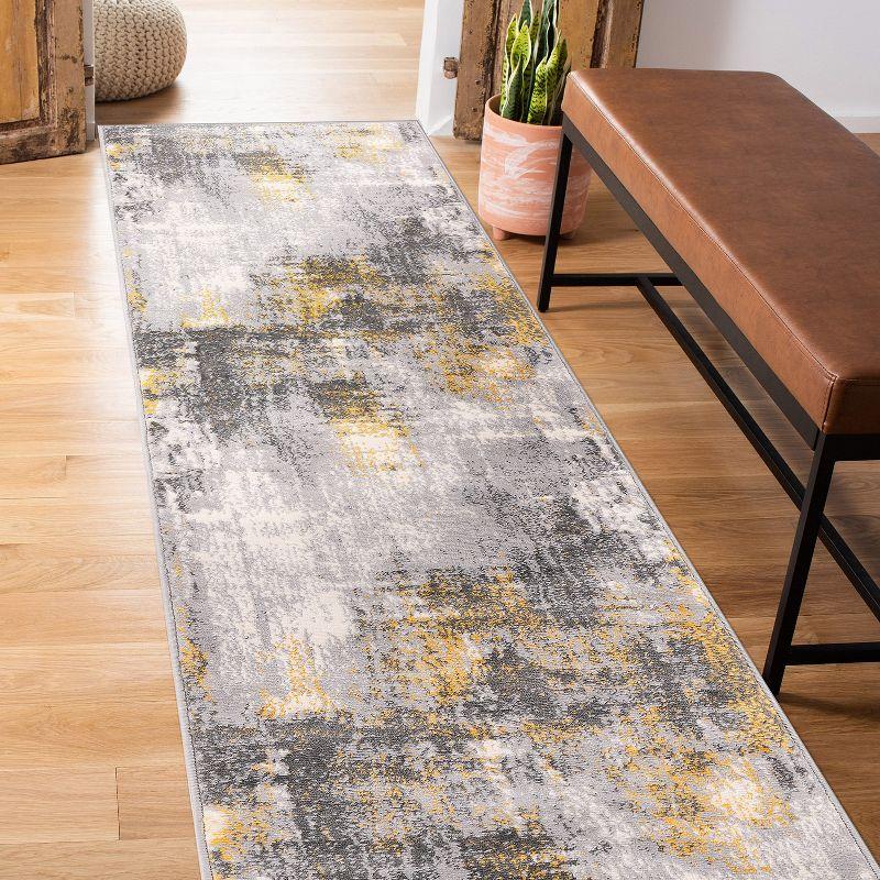 World Rug Gallery Dublin Contemporary Abstract Area Rug - Yellow 2'x7'