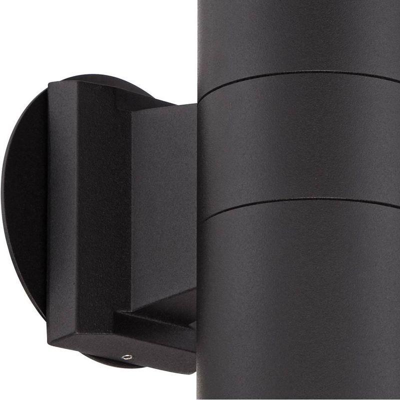 Possini Euro Design Ellis Modern Outdoor Wall Light Fixture Black Cylinder Up Down 11 3/4" for Post Exterior Light Barn Deck Post Light House Porch