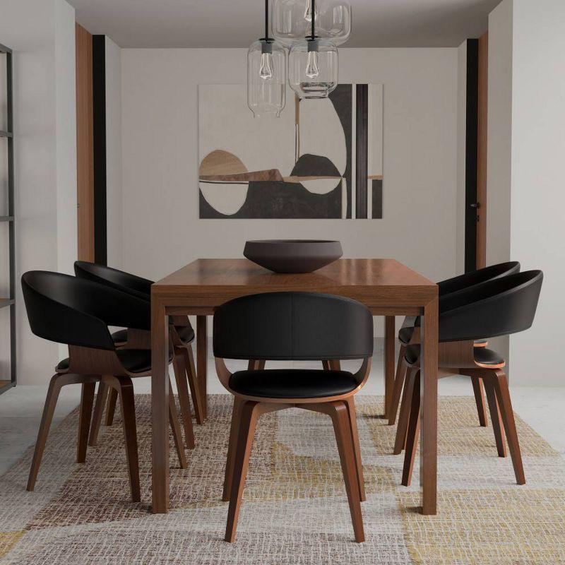 Simpli Home Lowell Bentwood Upholstered Dining Chair with Curved Backrest in Mid-Century Modern Style