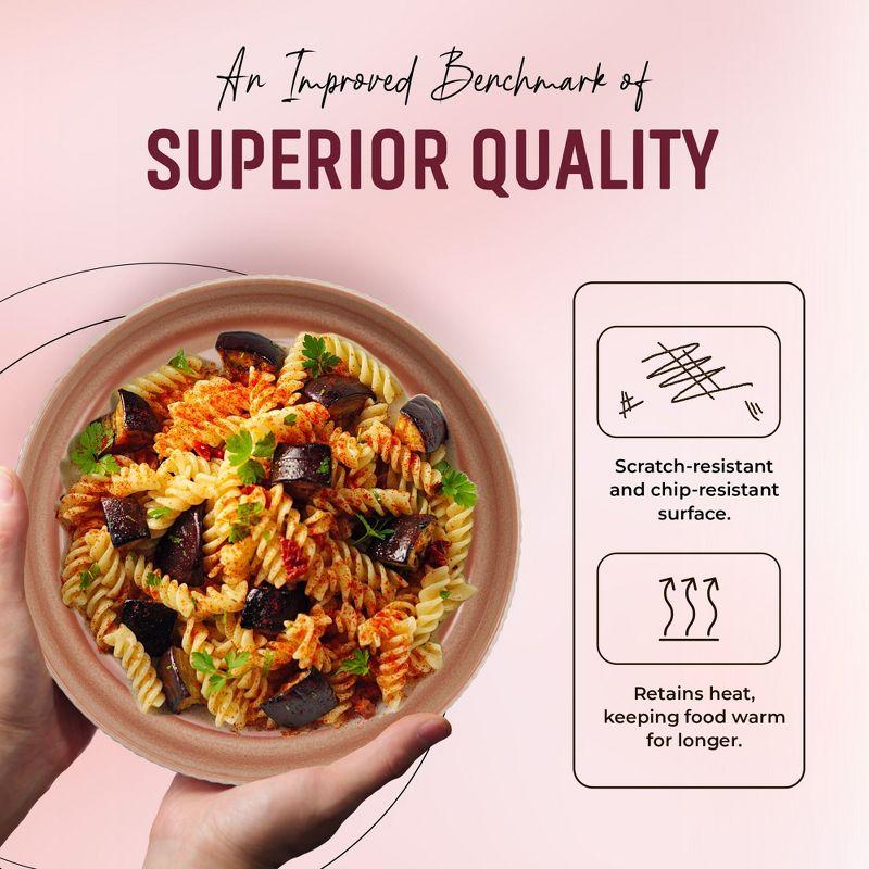 American Atelier Large Pasta Bowls, 42 oz Wide Shallow Stoneware Salad Bowl Set, Plates for Serving Dinner, Kitchen, and Eating, Set of 4,Blush