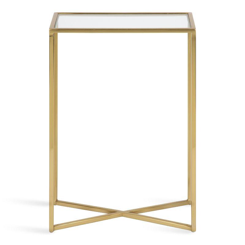 Elegant Gold and Glass 18.5" Slim Rectangular End Table