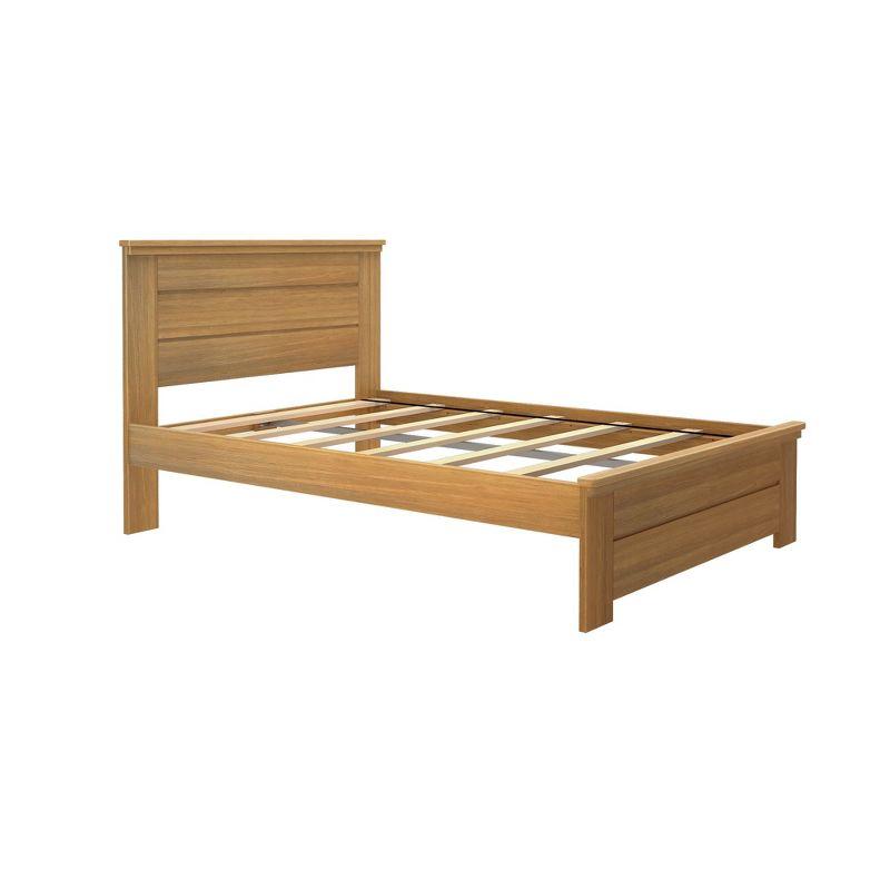Plank+Beam Solid Wood Farmhouse Full Bed with Panel Headboard, Pecan