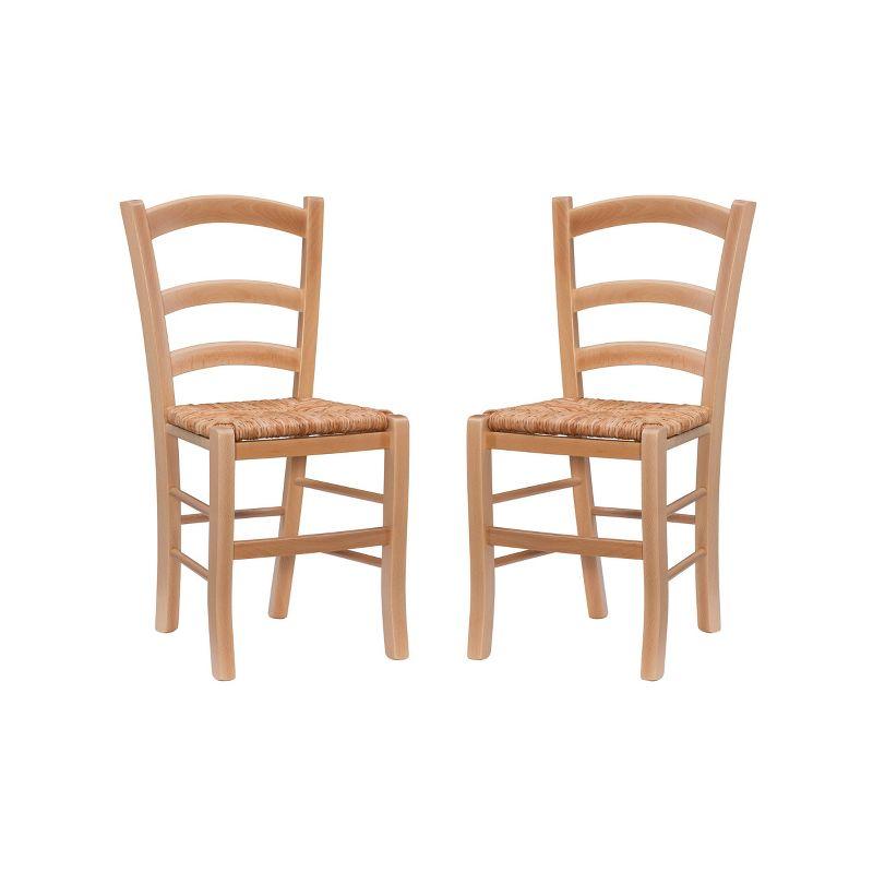 Set of 2 European Beechwood Natural Ladderback Side Chairs