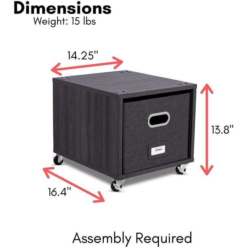 BirdRock Home Rolling Storage File Cabinet with 1 Lateral Drawer - Driftwood Grey