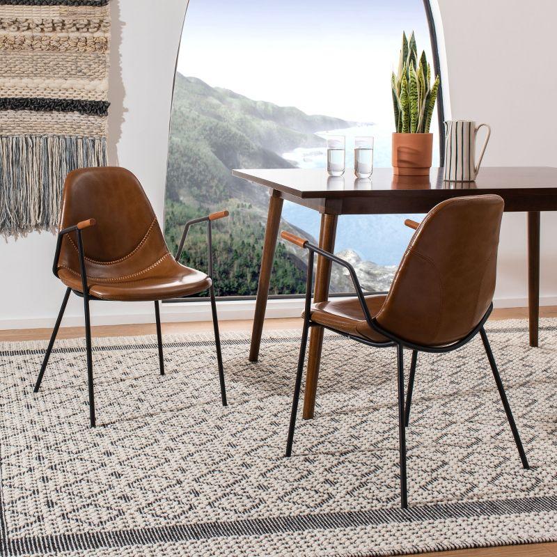 Tanner Mid-Century Dining Chair (Set of 2) - DCH3001 - Cognac/Black - Safavieh