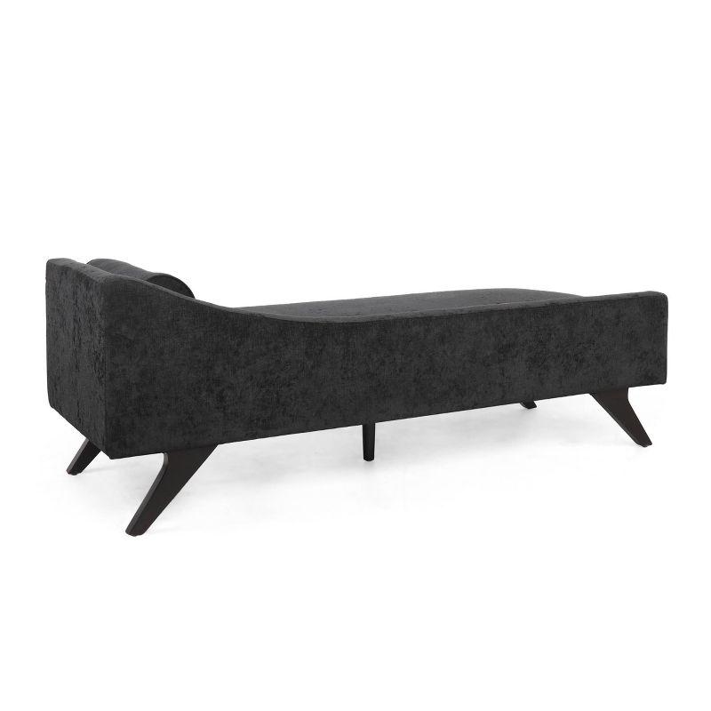 Cagle Mid Century Modern Fabric Chaise Lounge Black/Dark Brown - Christopher Knight Home