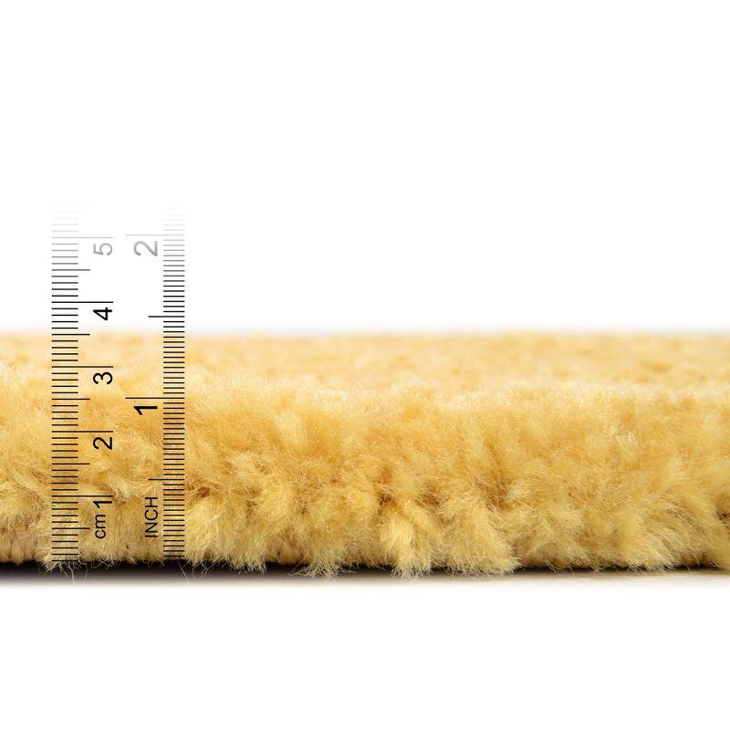 Yellow Rectangular Shag Synthetic Indoor Rug