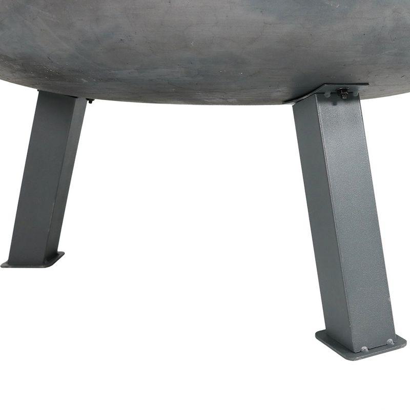 SunnyDaze Decor Union Round Wood-Burning Steel Finish Cast Iron Outdoor Raised Fire Pit Bowl