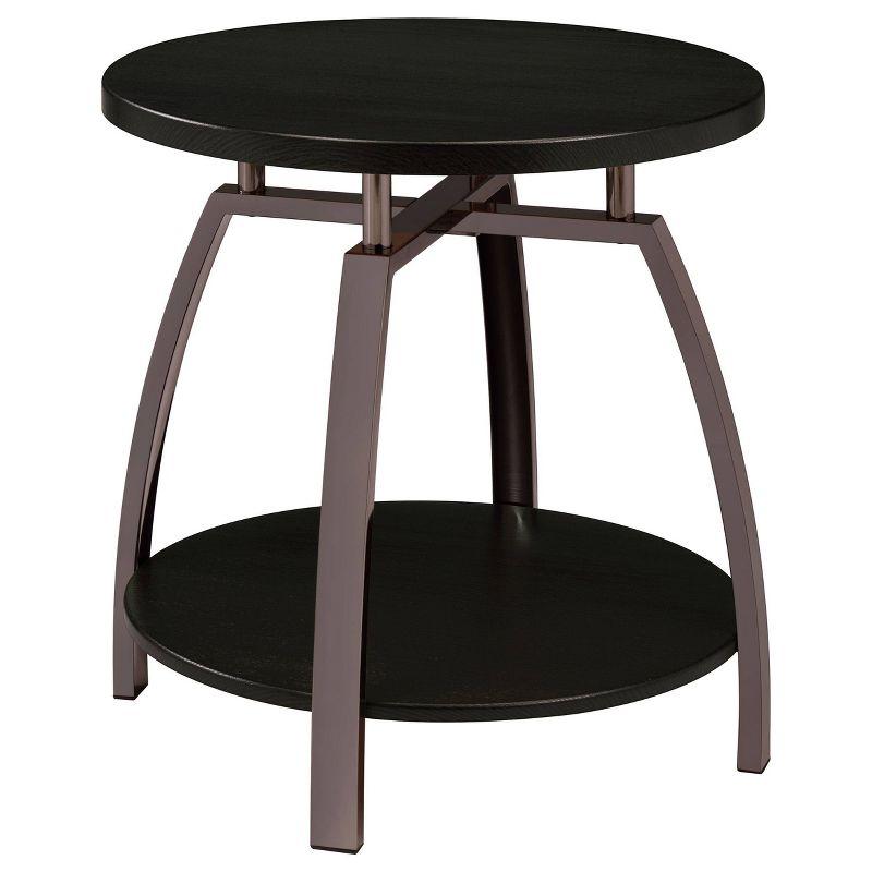 Dacre Round Black Wood and Metal End Table