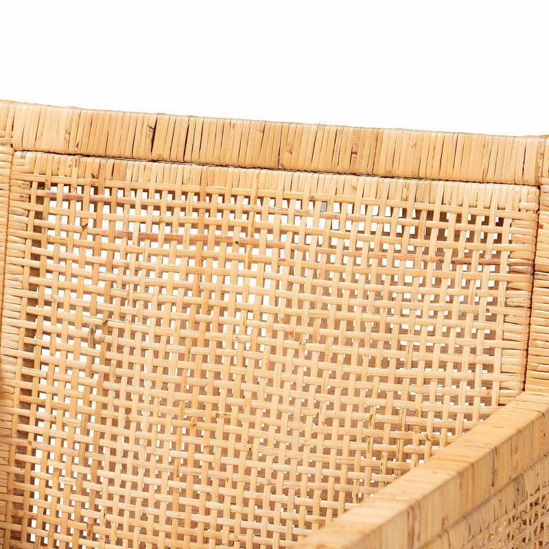 Karis Wood and Rattan Armchair Natural/White - bali & pari: Polyester Upholstery, No Assembly Required