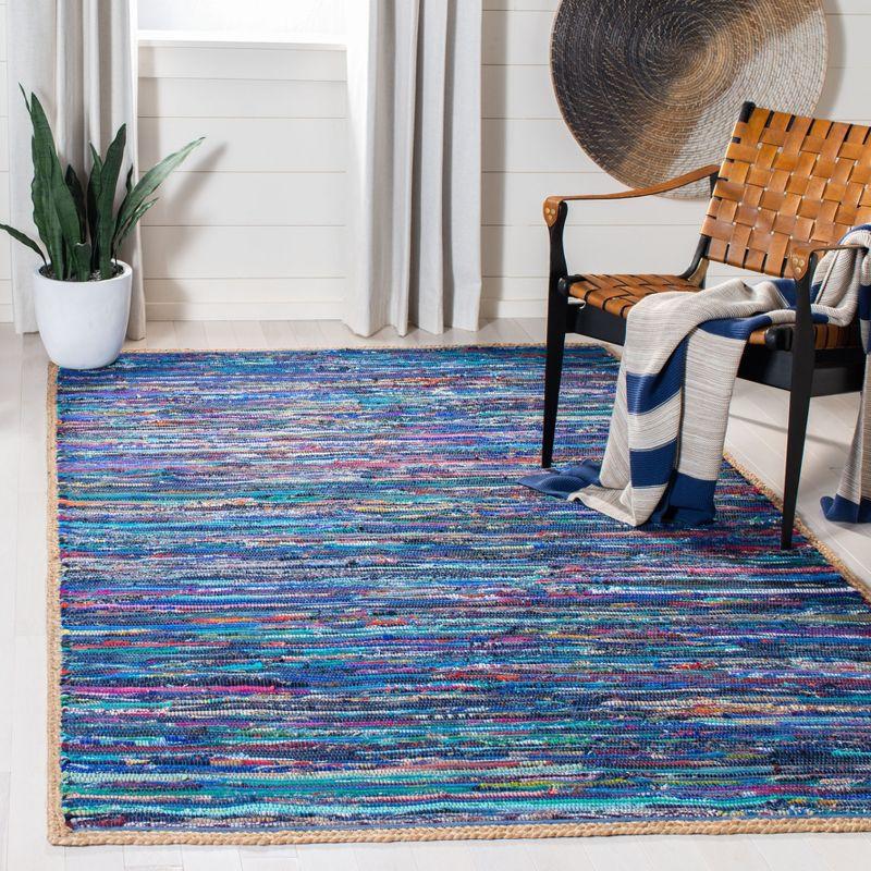 Coastal Breeze Montauk 5'x8' Blue Cotton Handwoven Area Rug