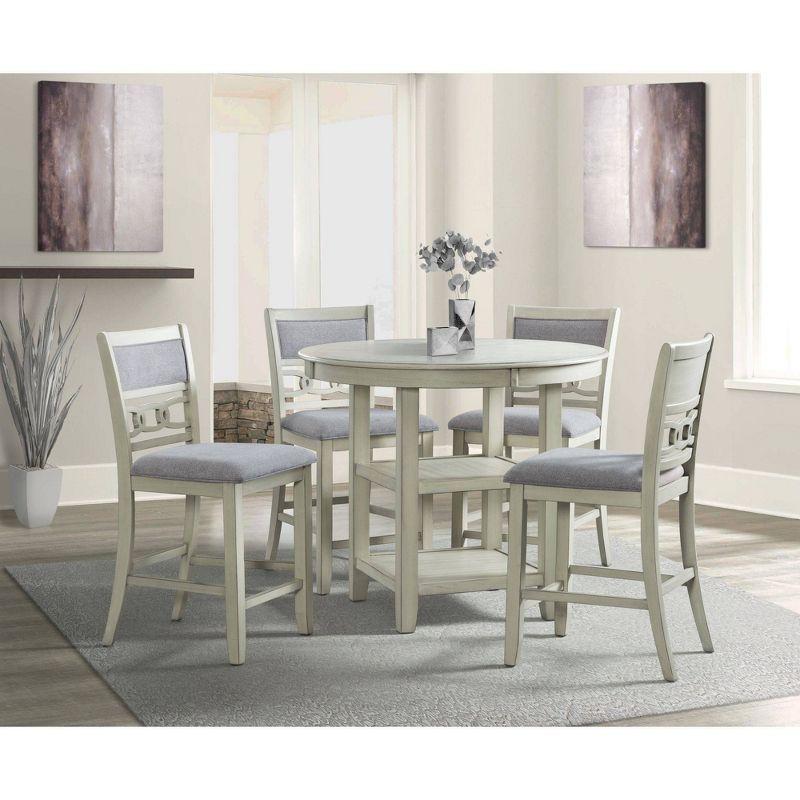 Bisque Finish Upholstered Wood Side Chair Set with Gray Seats