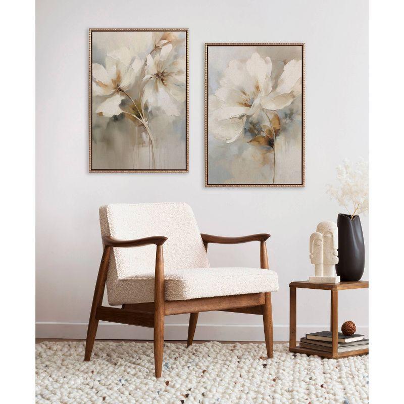 Kate & Laurel All Things Decor (Set of 2) 23"x33" Sylvie Beaded Botanical Floral 1 and 2 Framed Arts by The Creative Bunch Studio Gold