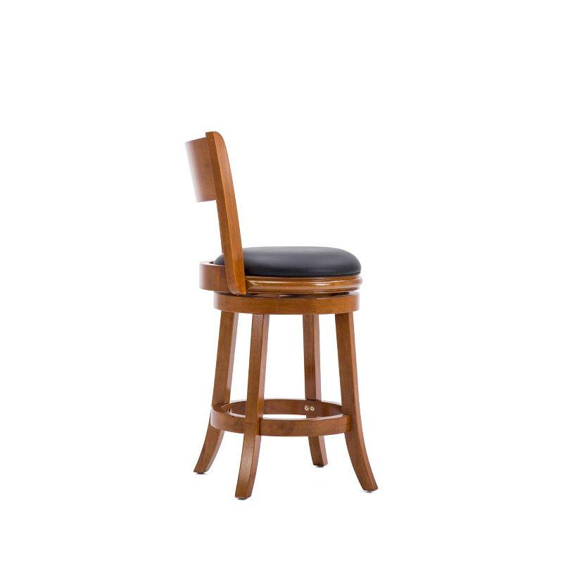 Palmetto 24" Fruitwood Swivel Counter Stool with Leather Cushion