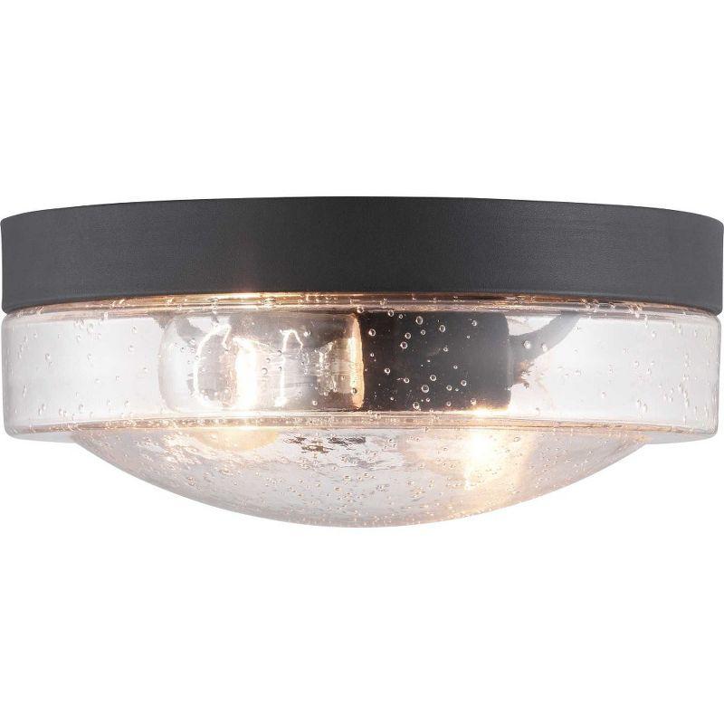 Progress Lighting Weldon 2-Light Flush Mount Ceiling Light in Black with Clear Seeded Glass