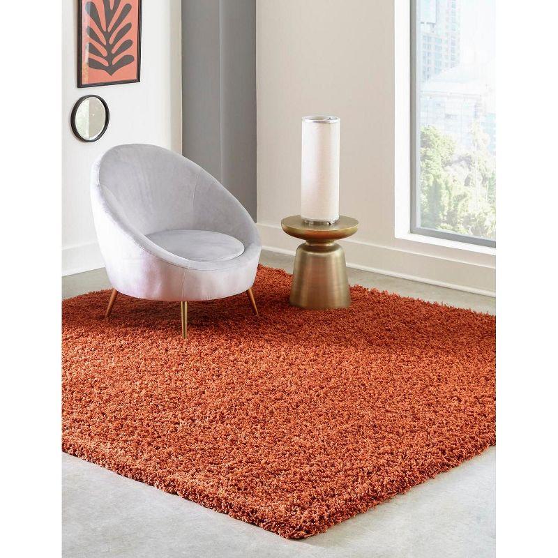 Kids' Playful Square Shag Rug in Vibrant Red-Orange