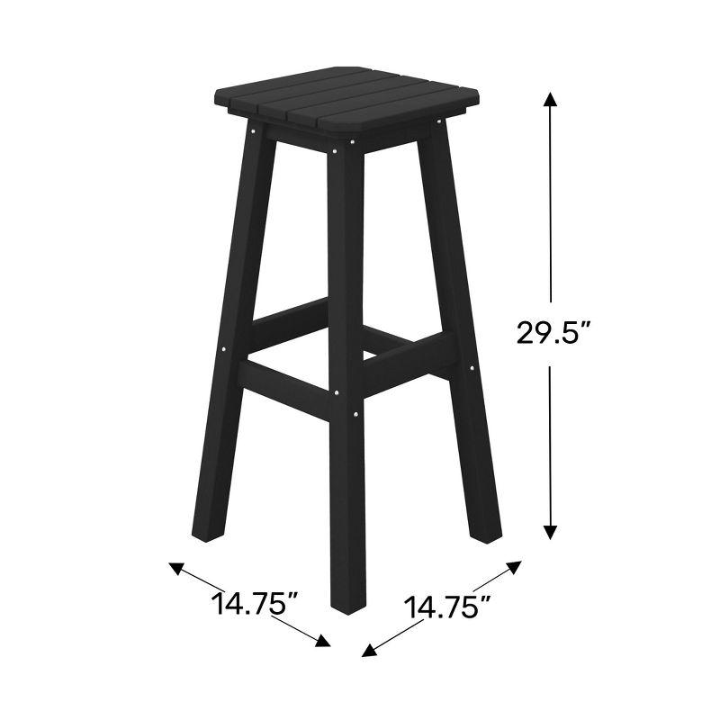 WestinTrends Malibu 29" All Weather Hdpe Outdoor Patio Square Backless Bar Stool (Set of 3), Teak