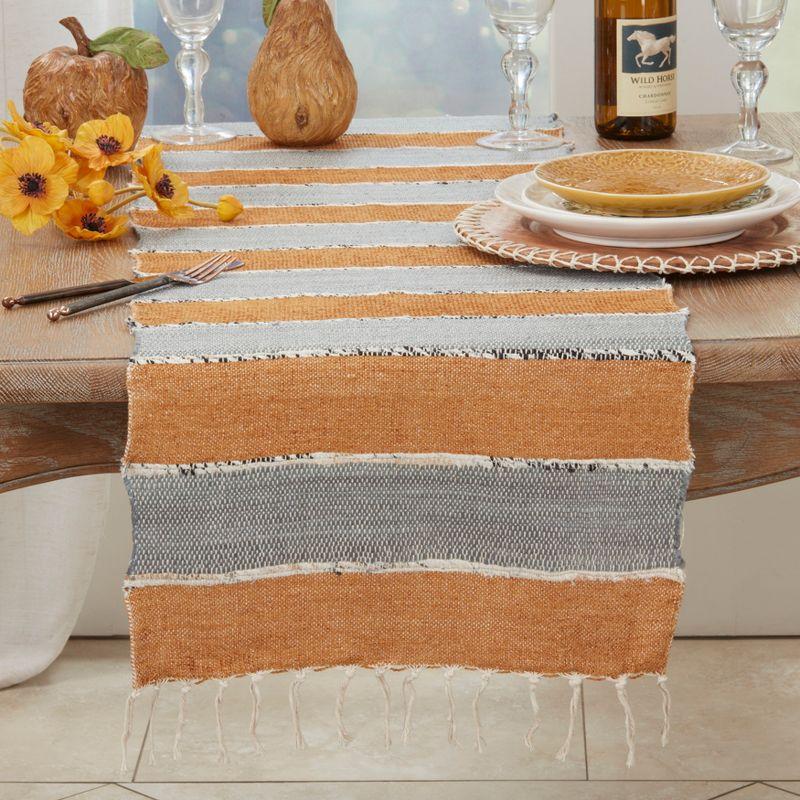 Saro Lifestyle Boho Chic Fringe-Edged Table Runner, Brown, 16"x72"