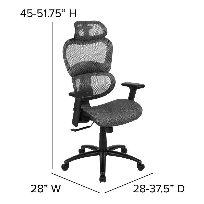 Flash Furniture Ergonomic Mesh Office Chair with 2-to-1 Synchro-Tilt, Adjustable Headrest, Lumbar Support, and Adjustable Pivot Arms