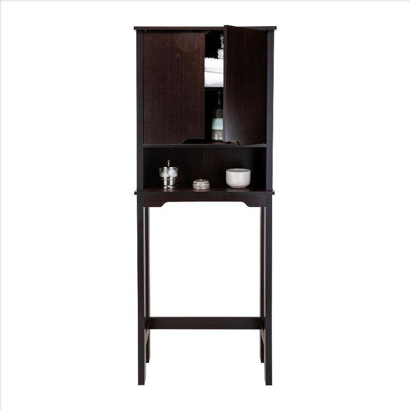 Espresso Wood Adjustable Over-the-Toilet Storage Cabinet