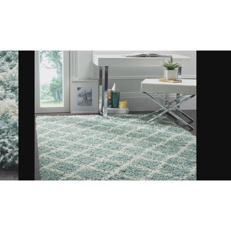 Ivory Beige 6' Square Synthetic Shag Area Rug