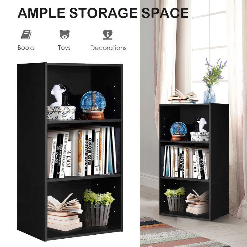 Costway 3 Open Shelf Bookcase Modern Multi-functional Storage Display Cabinet Black